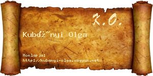 Kubányi Olga névjegykártya